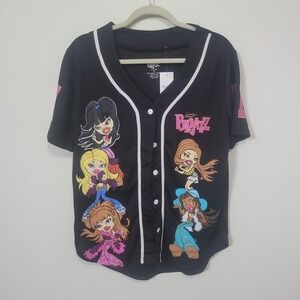 Bratz Medium Baseball Jersey Womens Black Y2K Graphic Button Up rue21 NWT